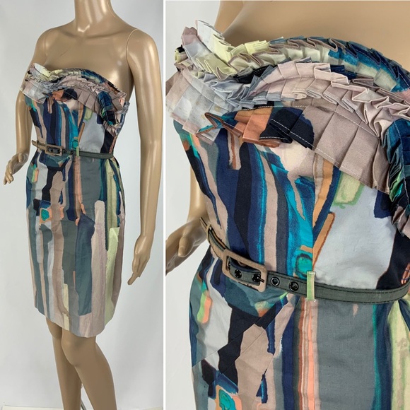 BNWOT CATHERINE MALANDRINO Watercolor strapless dress 4 - Picture 6 of 8